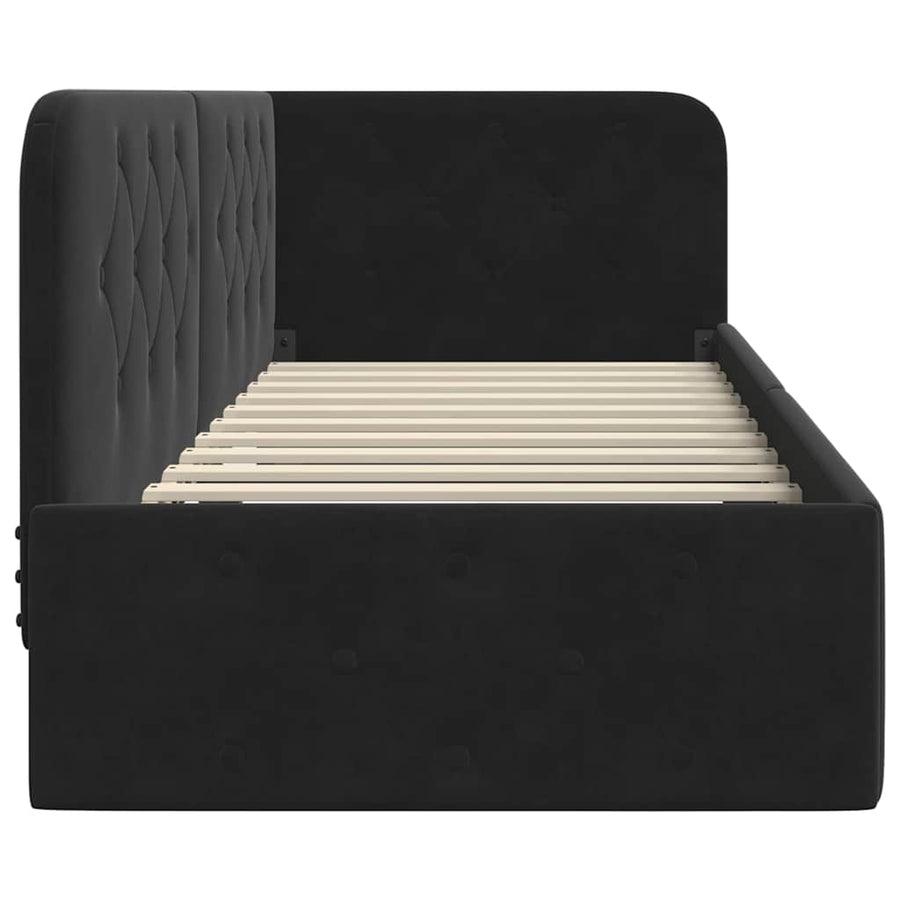Hoekbedframe met hoofdeinde Zwart 80 x 200 cm Fluweel