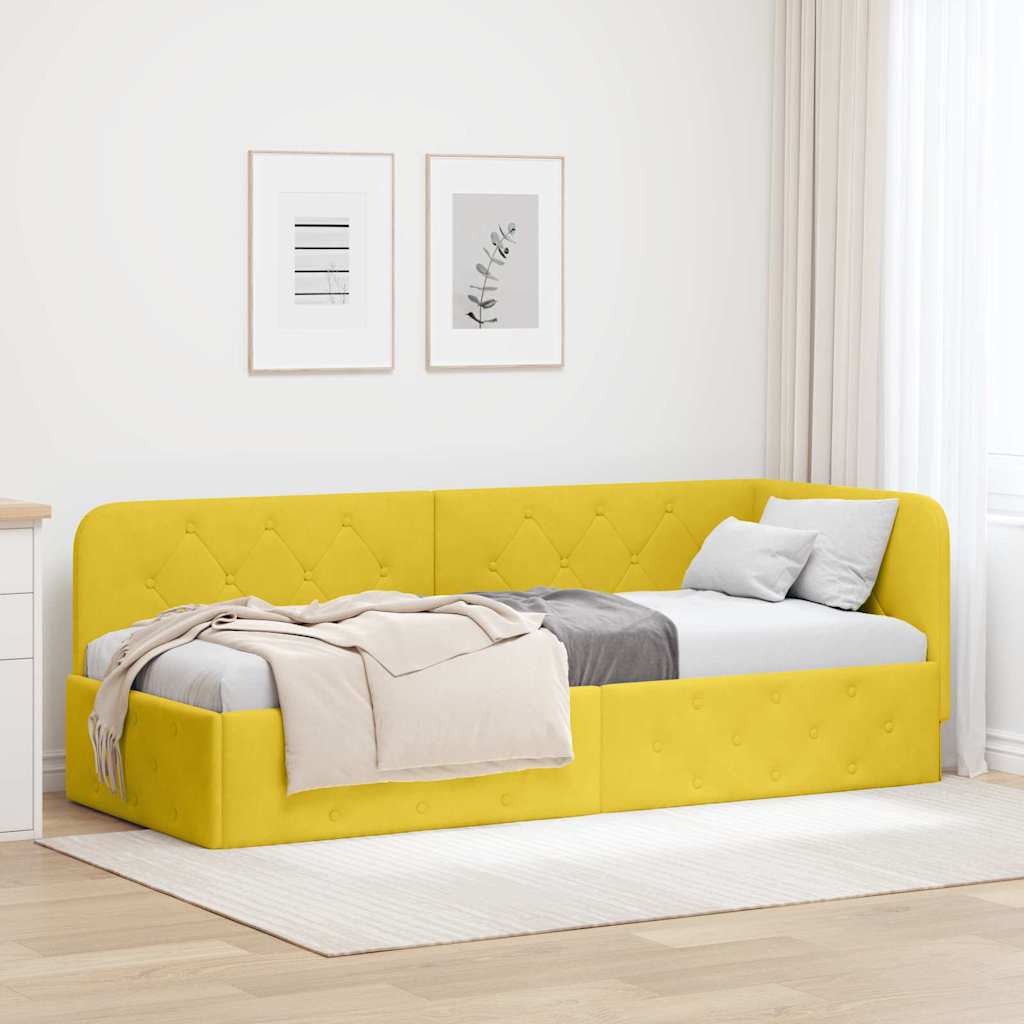 Hoekbedframe met hoofdeinde Geel 80 x 200 cm Fluweel