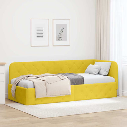 Hoekbedframe met hoofdeinde Geel 80 x 200 cm Fluweel