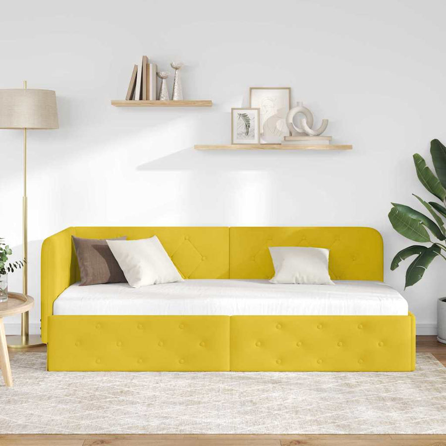Hoekbedframe met hoofdeinde Geel 80 x 200 cm Fluweel