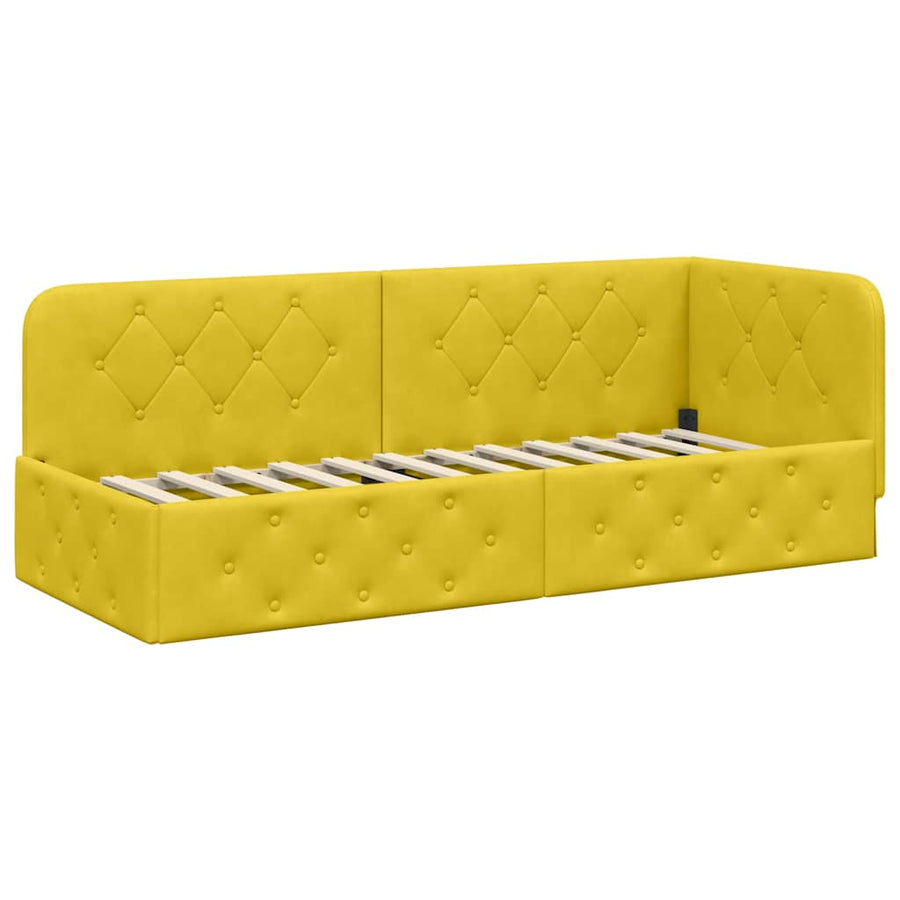 Hoekbedframe met hoofdeinde Geel 80 x 200 cm Fluweel