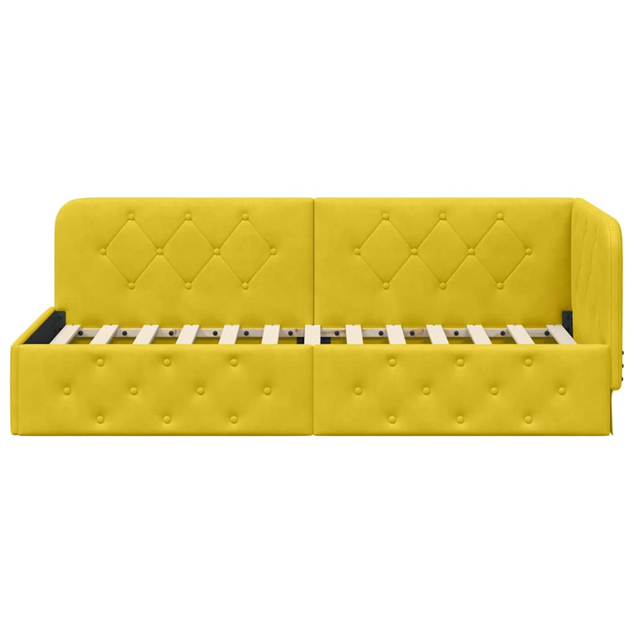 Hoekbedframe met hoofdeinde Geel 80 x 200 cm Fluweel