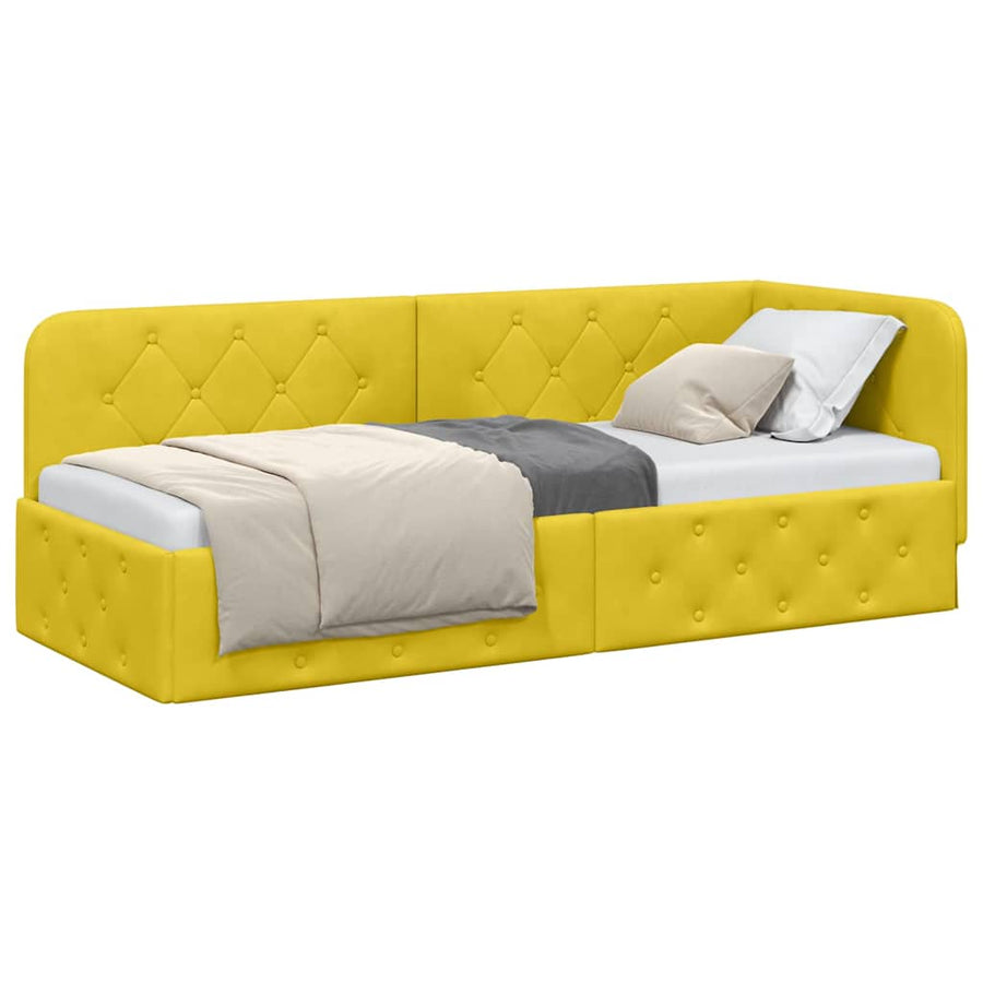 Hoekbedframe met hoofdeinde Geel 80 x 200 cm Fluweel