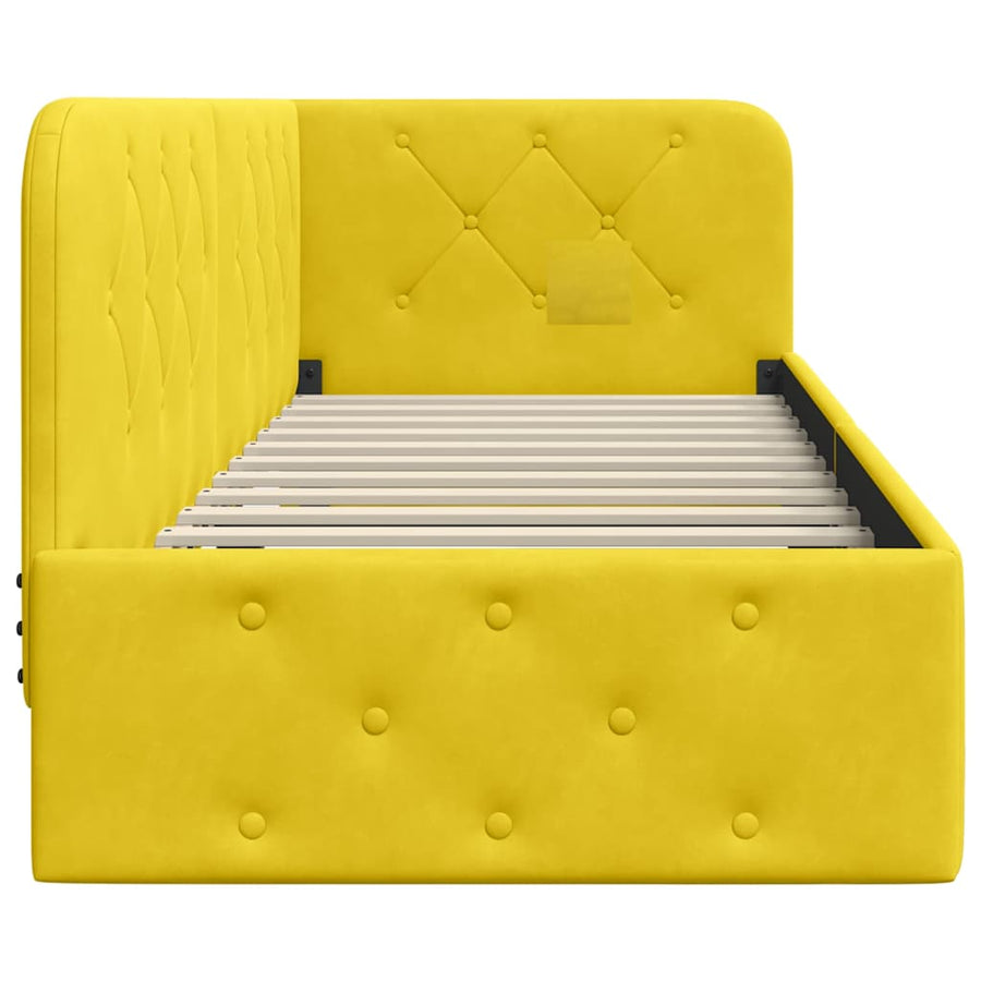Hoekbedframe met hoofdeinde Geel 80 x 200 cm Fluweel