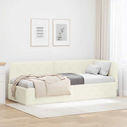 Hoekbedframe 80x200 cm crème fluweel