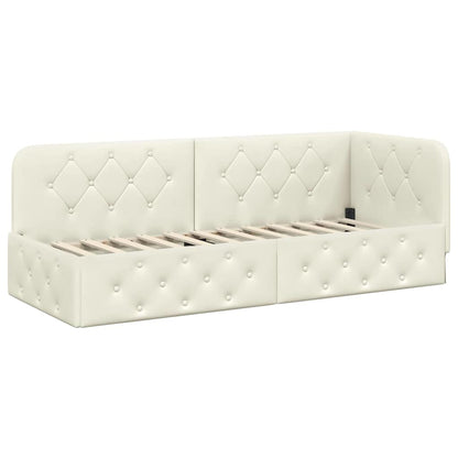 Hoekbedframe met hoofdeinde Crème 80 x 200 cm Fluweel