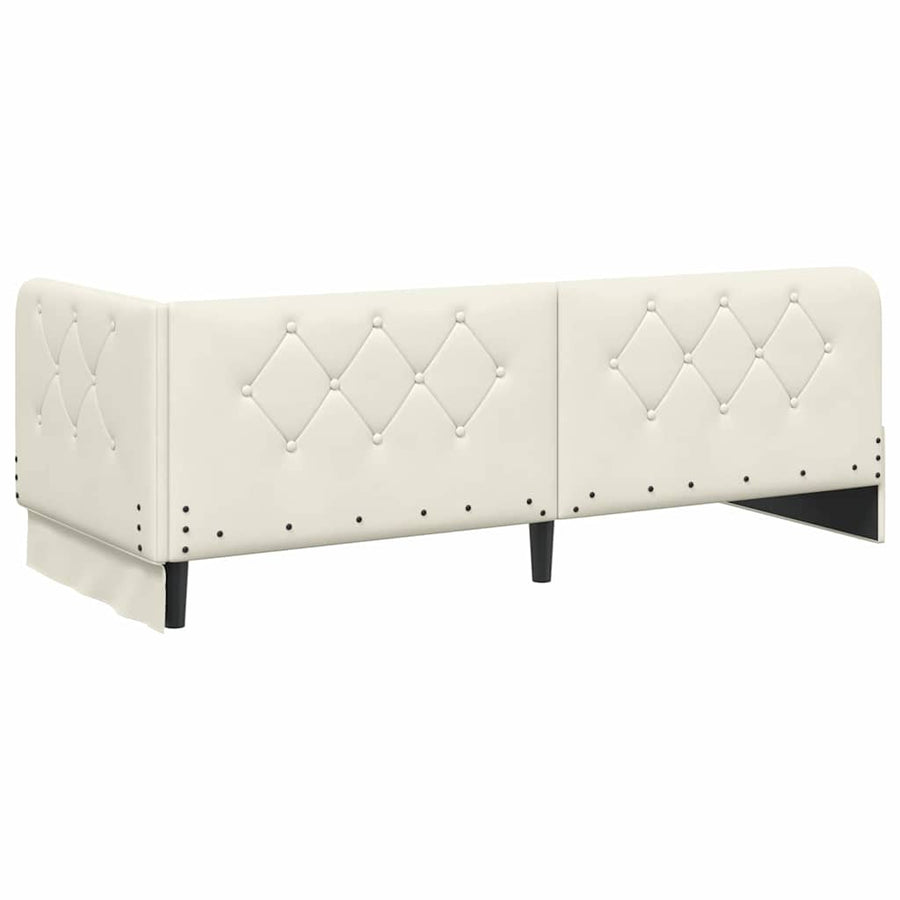 Hoekbedframe met hoofdeinde Crème 80 x 200 cm Fluweel
