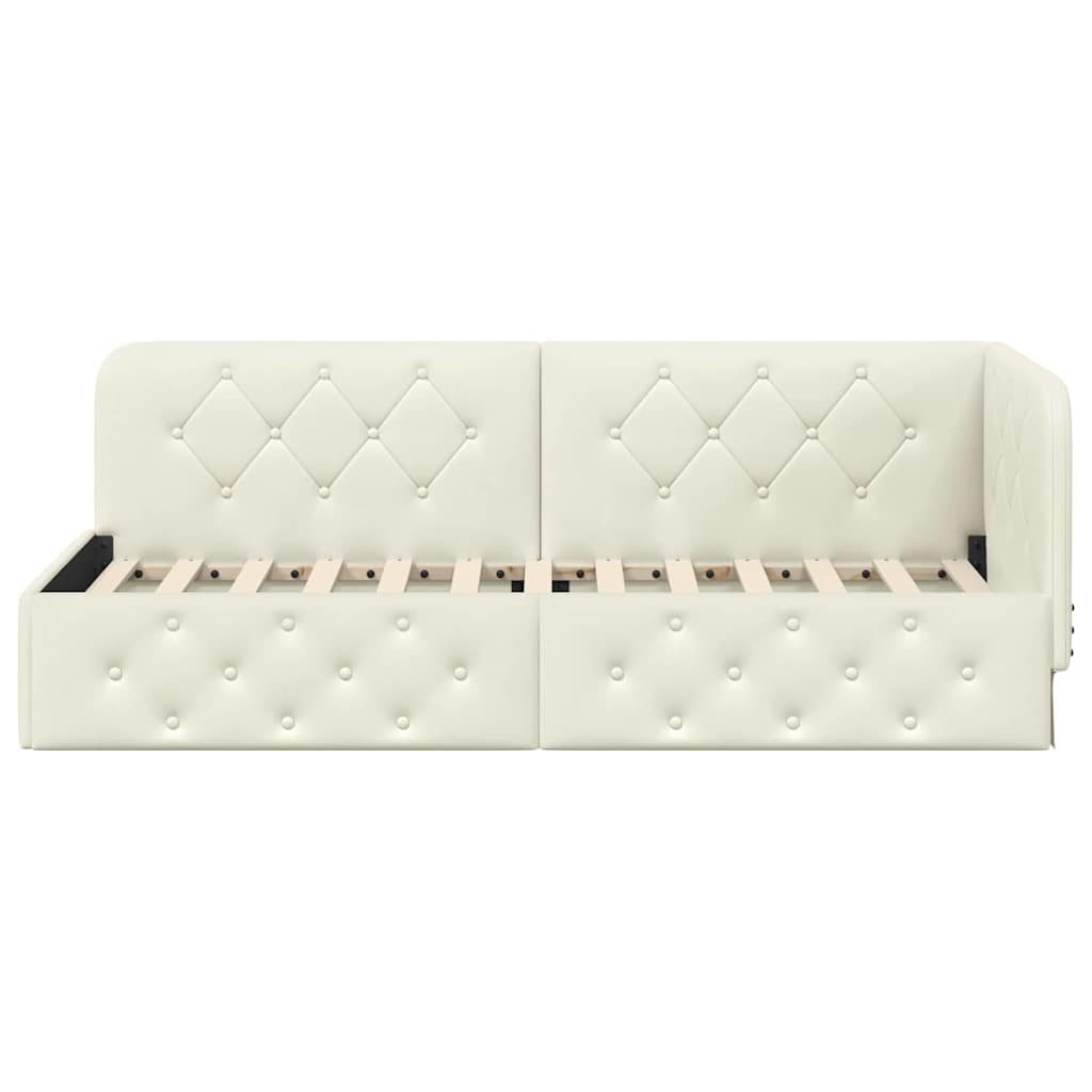Hoekbedframe met hoofdeinde Crème 80 x 200 cm Fluweel