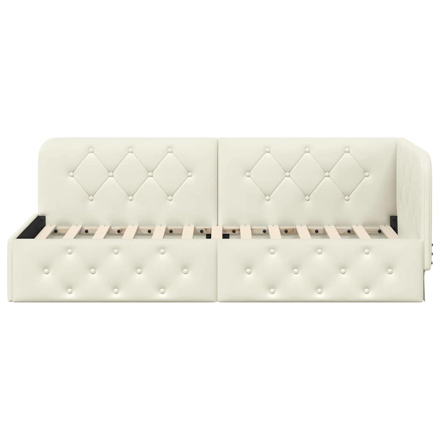 Hoekbedframe met hoofdeinde Crème 80 x 200 cm Fluweel
