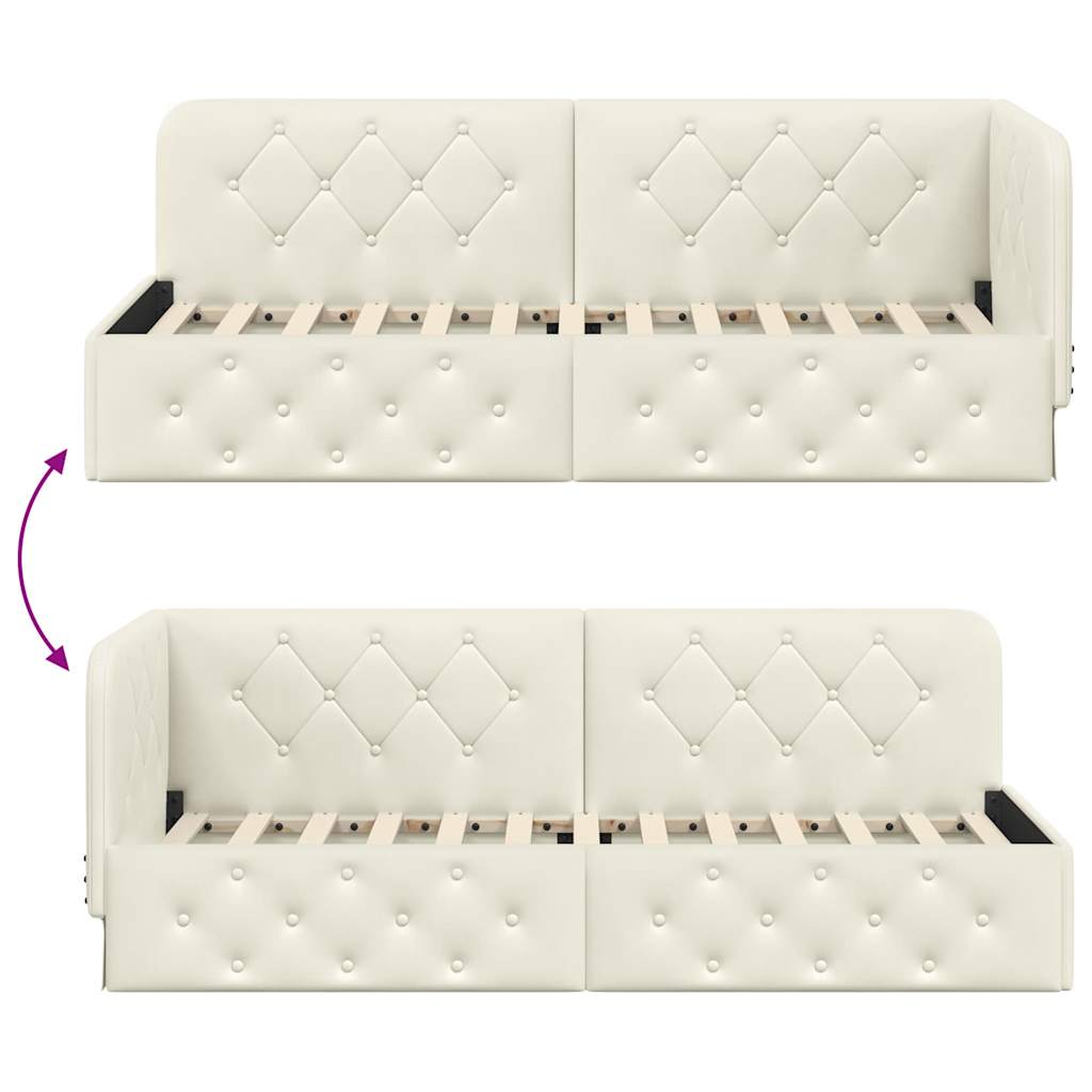 Hoekbedframe met hoofdeinde Crème 80 x 200 cm Fluweel