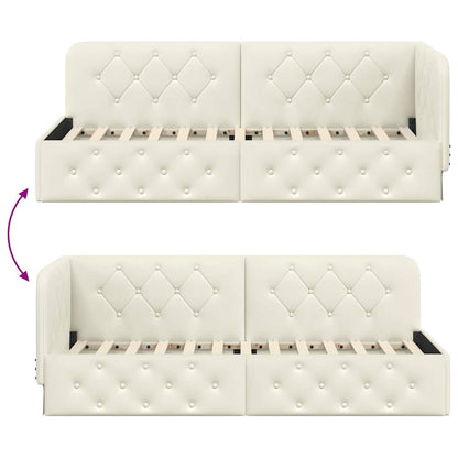 Hoekbedframe met hoofdeinde Crème 80 x 200 cm Fluweel