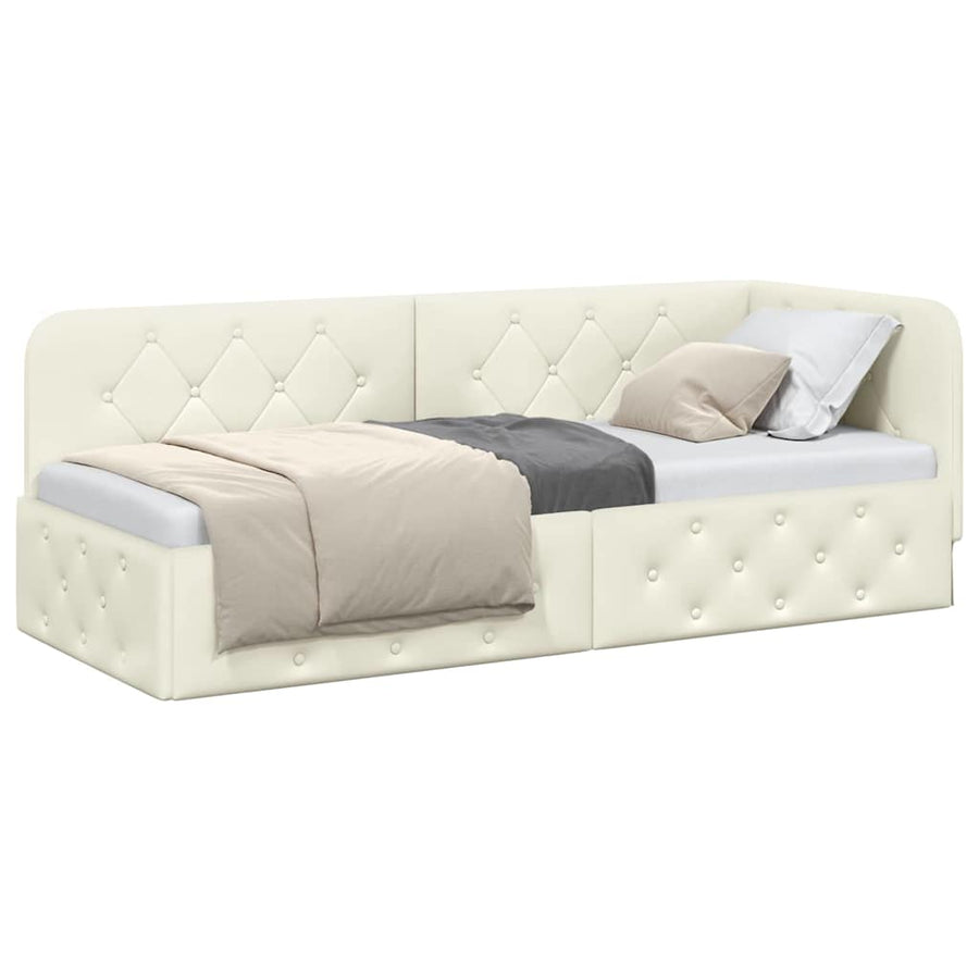 Hoekbedframe met hoofdeinde Crème 80 x 200 cm Fluweel