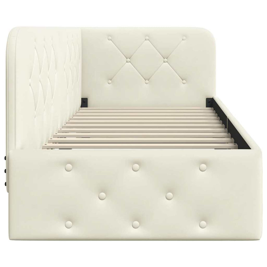 Hoekbedframe met hoofdeinde Crème 80 x 200 cm Fluweel