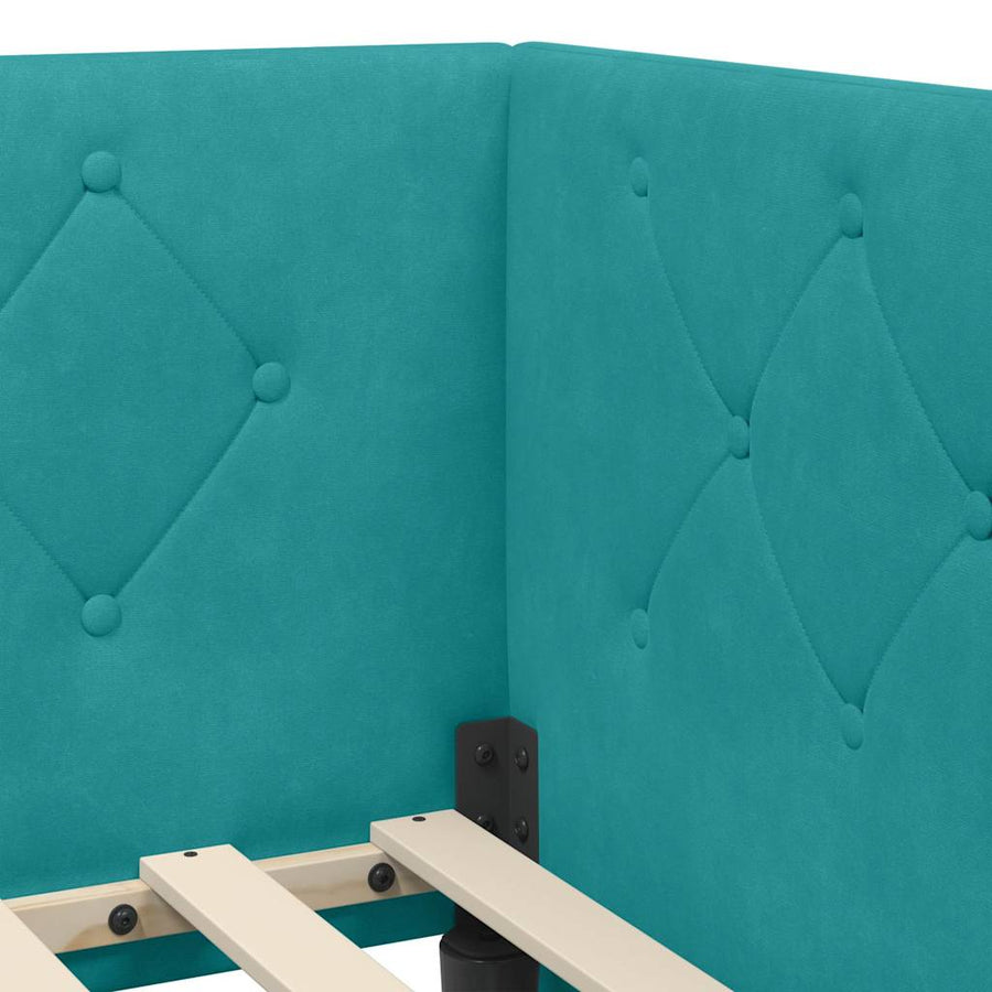 Hoekbedframe met hoofdeinde Turquoise 80 x 200 cm Fluweel