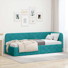 Corner Bed Frame with Headboard Turquoise 80 x 200 cm Velvet