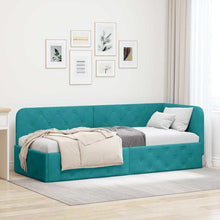 Hoekbedframe met hoofdeinde Turquoise 80 x 200 cm Fluweel