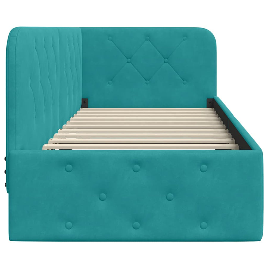 Hoekbedframe met hoofdeinde Turquoise 80 x 200 cm Fluweel