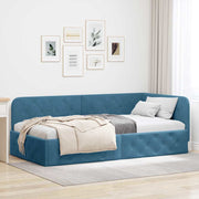 Hoekbedframe 90x190 cm blauw fluweel