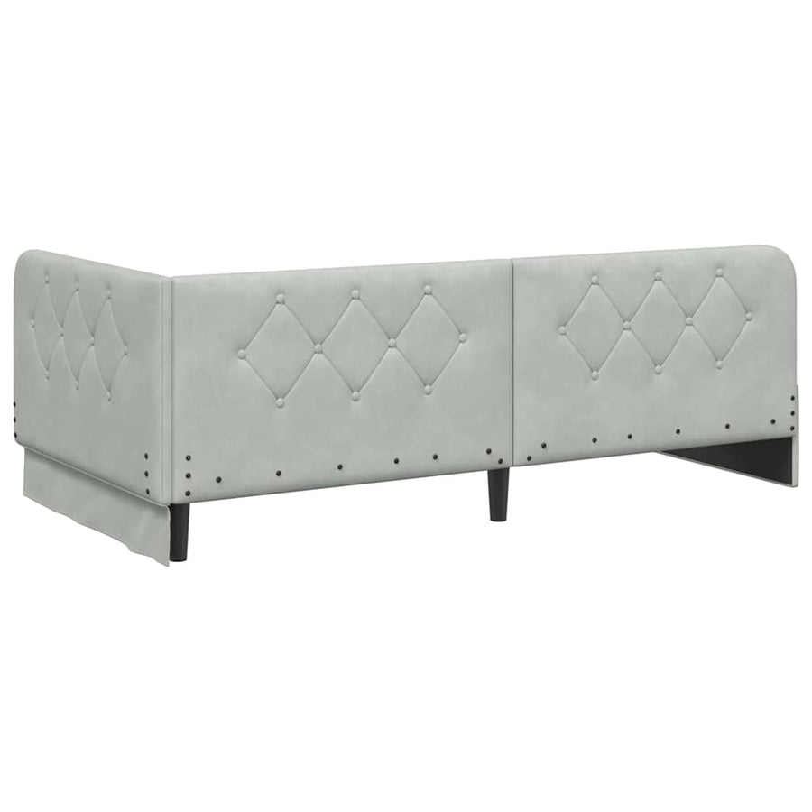 Hoekbedframe met hoofdeinde Lichtgrijs 90 x 190 cm Fluweel
