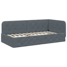 Hoekbedframe met hoofdeinde Donkergrijs 90 x 190 cm Fluweel
