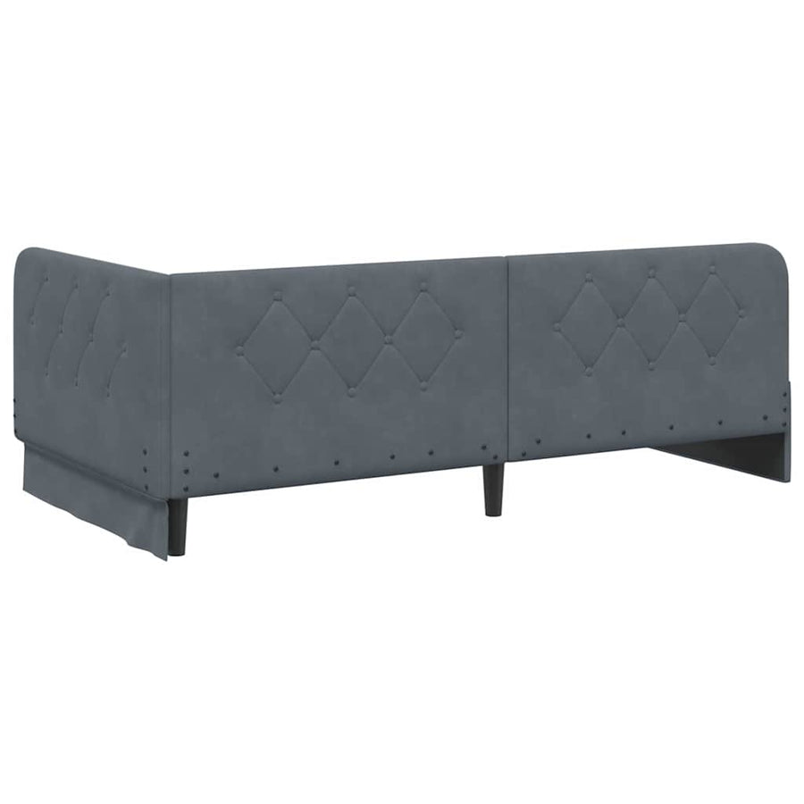 Hoekbedframe met hoofdeinde Donkergrijs 90 x 190 cm Fluweel