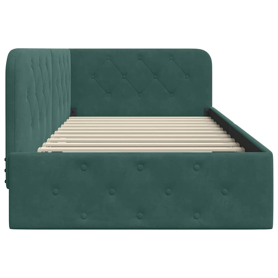Hoekbedframe met hoofdeinde Donkergroen 90 x 190 cm Fluweel
