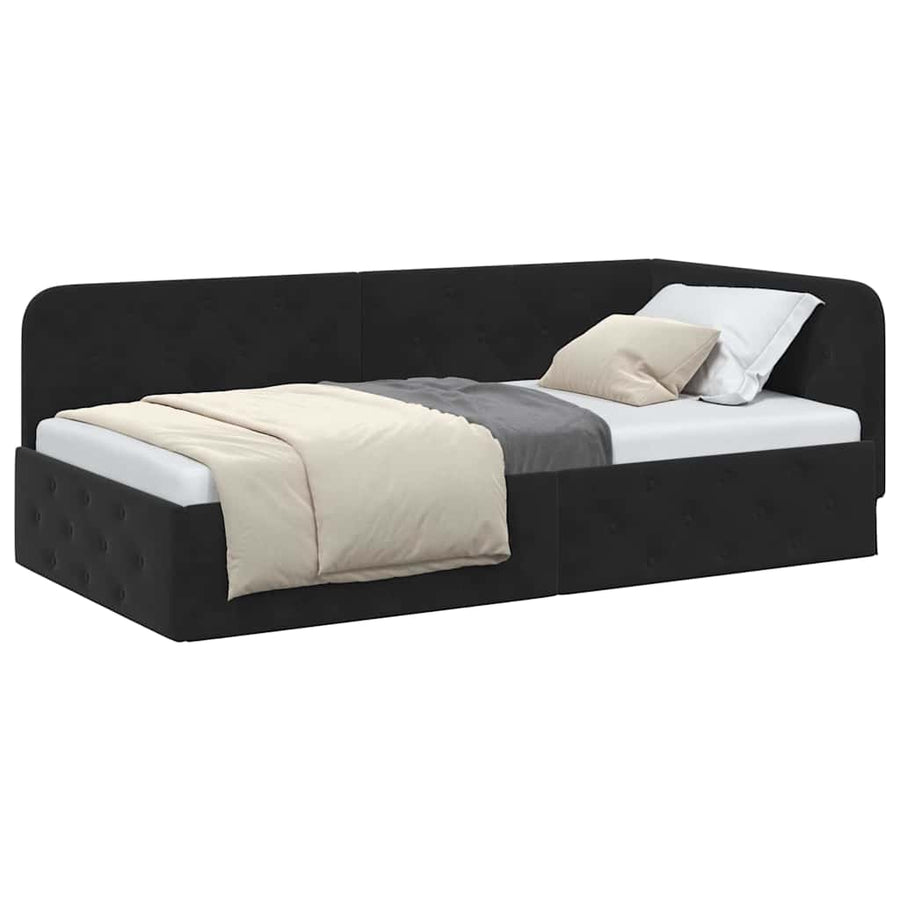 Hoekbedframe met hoofdeinde Zwart 90 x 190 cm Fluweel