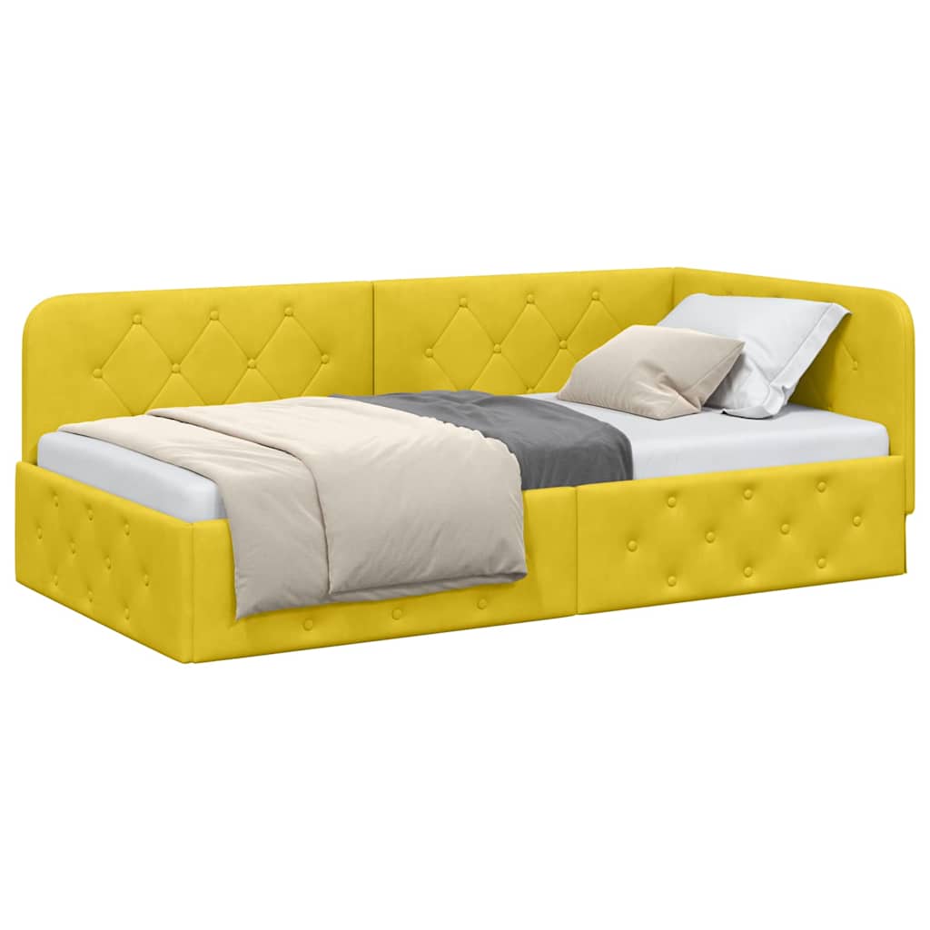 Hoekbedframe met hoofdeinde Geel 90 x 190 cm Fluweel