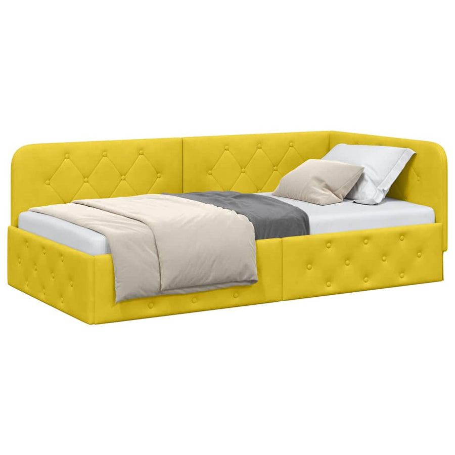 Hoekbedframe met hoofdeinde Geel 90 x 190 cm Fluweel