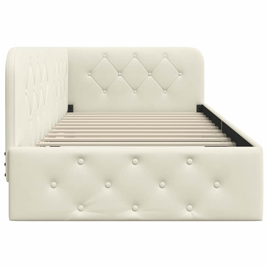 Hoekbedframe met hoofdeinde Crème 90 x 190 cm Fluweel