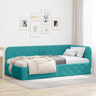 Corner Bed Frame with Headboard Turquoise 90 x 190 cm Velvet