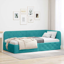 Hoekbedframe met hoofdeinde Turquoise 90 x 190 cm Fluweel