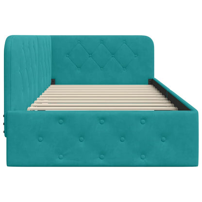 Hoekbedframe met hoofdeinde Turquoise 90 x 190 cm Fluweel