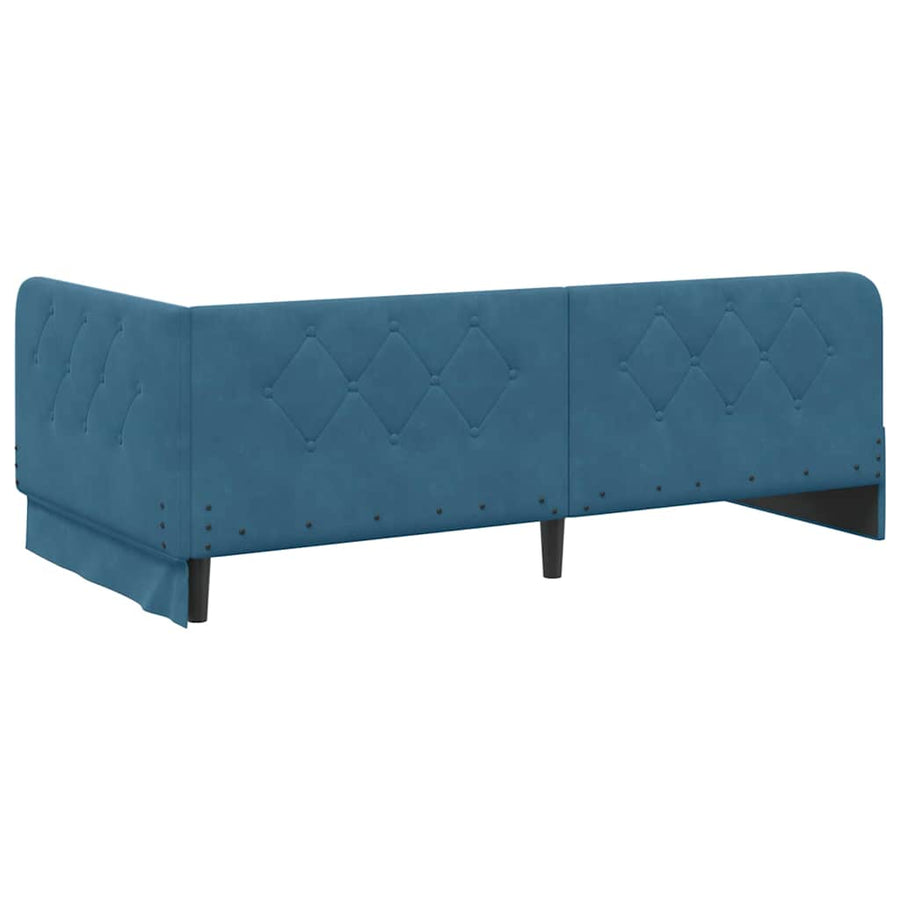 Hoekbedframe met hoofdeinde Blauw 90 x 200 cm Fluweel