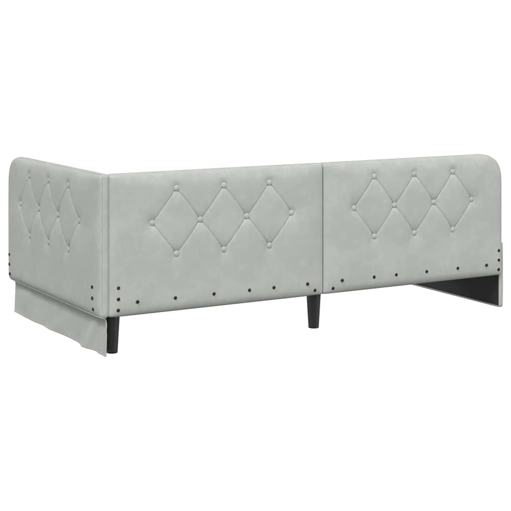 Hoekbedframe met hoofdeinde Lichtgrijs 90 x 200 cm Fluweel