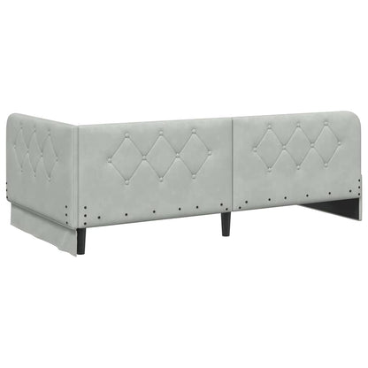 Hoekbedframe met hoofdeinde Lichtgrijs 90 x 200 cm Fluweel