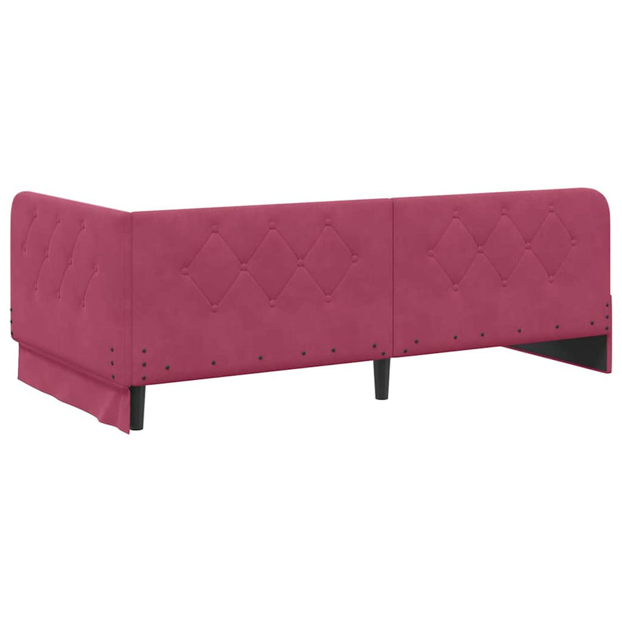 Hoekbedframe met hoofdeinde Wijnrood 90 x 200 cm Fluweel