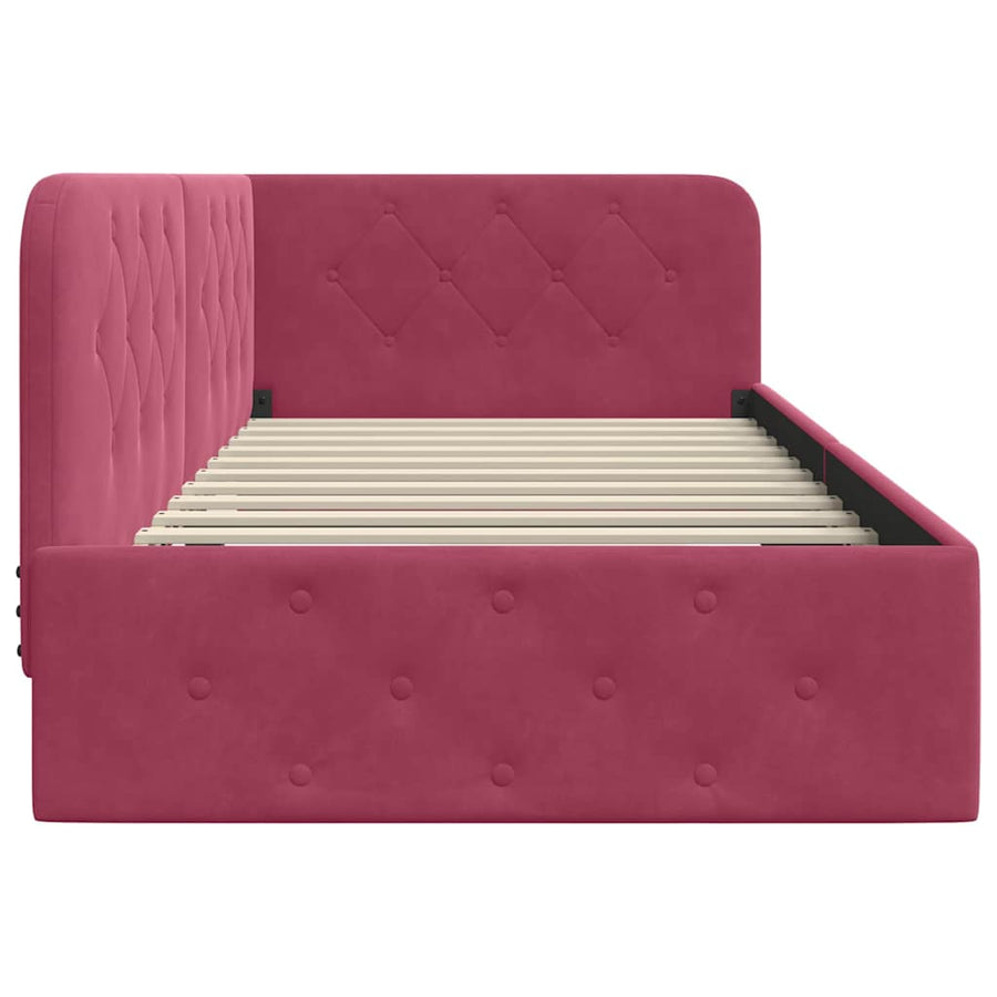 Hoekbedframe met hoofdeinde Wijnrood 90 x 200 cm Fluweel