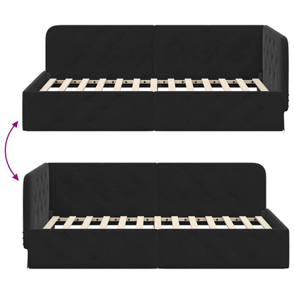 Hoekbedframe met hoofdeinde Zwart 90 x 200 cm Fluweel