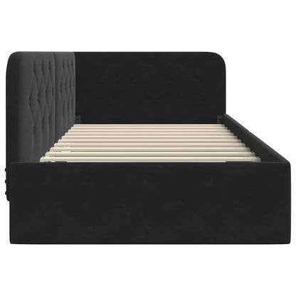 Hoekbedframe met hoofdeinde Zwart 90 x 200 cm Fluweel