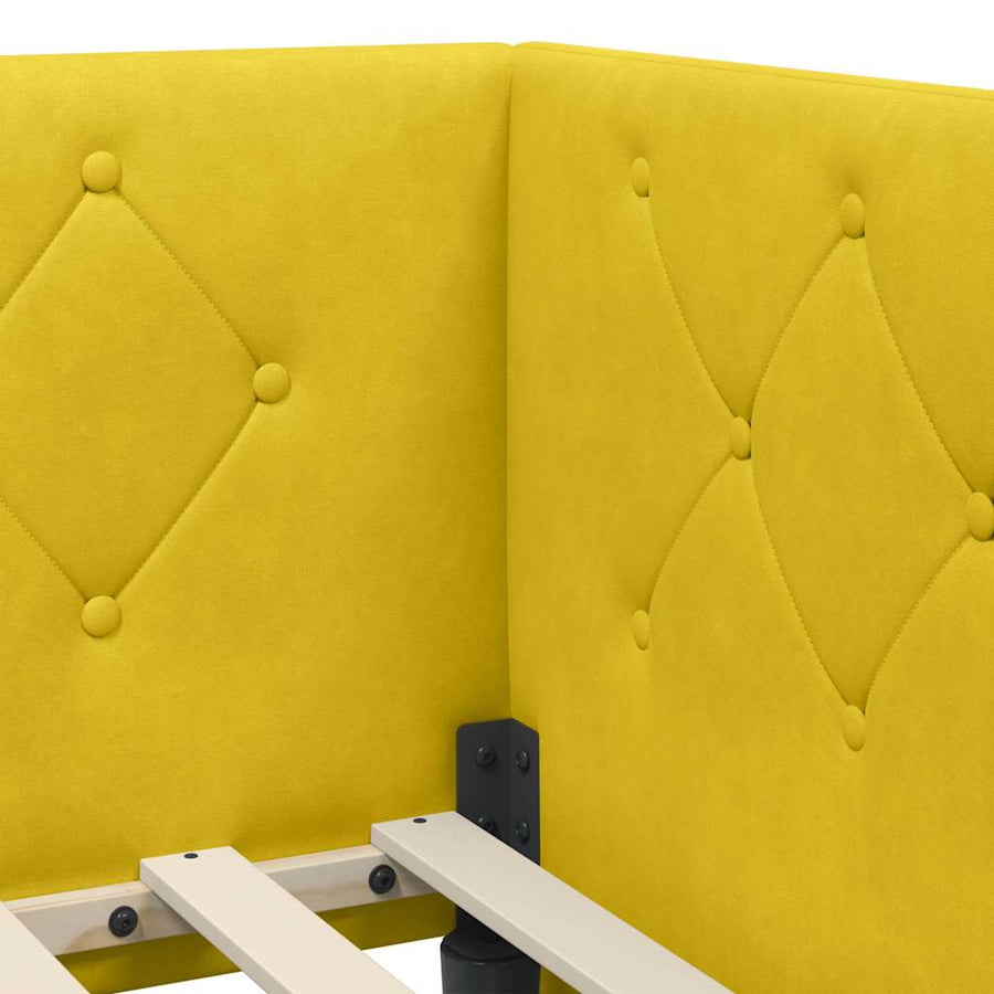 Hoekbedframe met hoofdeinde Geel 90 x 200 cm Fluweel