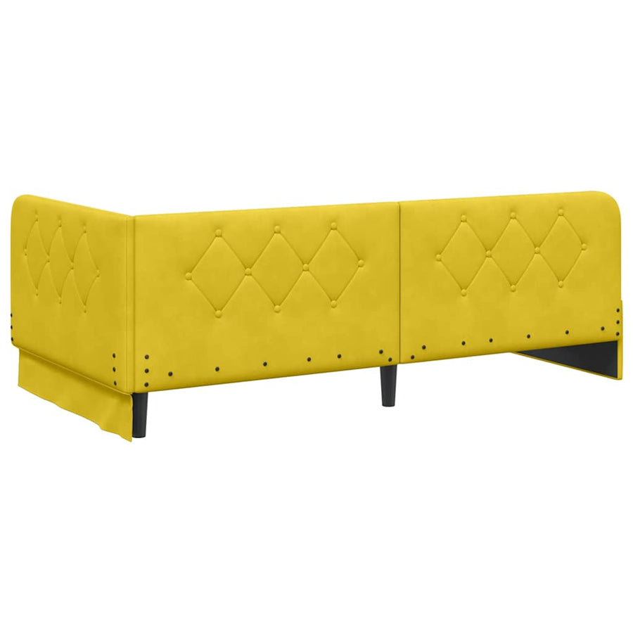 Hoekbedframe met hoofdeinde Geel 90 x 200 cm Fluweel