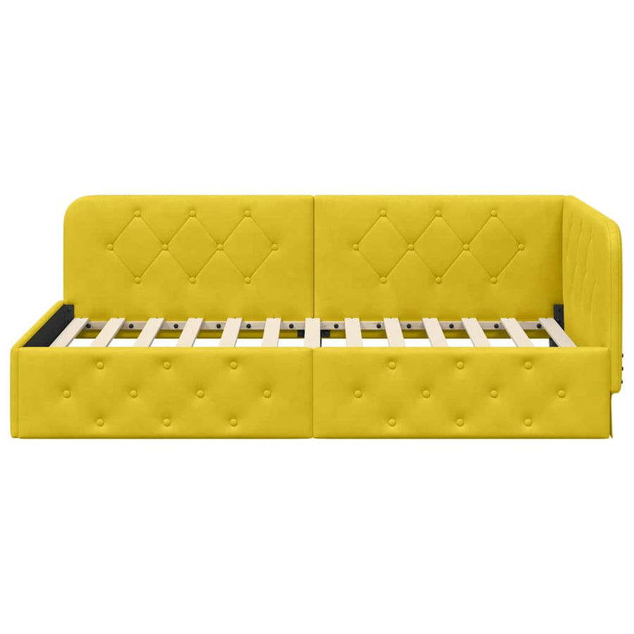 Hoekbedframe met hoofdeinde Geel 90 x 200 cm Fluweel