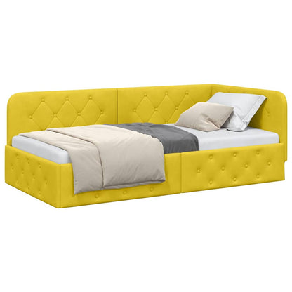 Hoekbedframe met hoofdeinde Geel 90 x 200 cm Fluweel