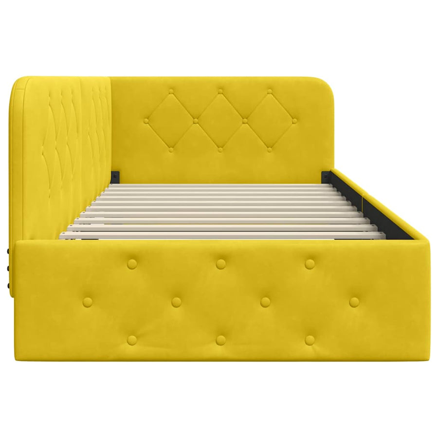 Hoekbedframe met hoofdeinde Geel 90 x 200 cm Fluweel