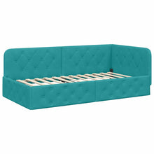 Hoekbedframe met hoofdeinde Turquoise 90 x 200 cm Fluweel