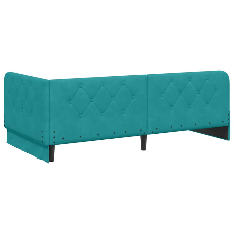 Hoekbedframe met hoofdeinde Turquoise 90 x 200 cm Fluweel