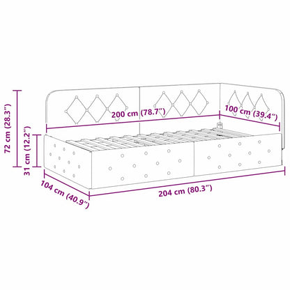 Hoekbedframe met hoofdeinde Blauw 100 x 200 cm Fluweel