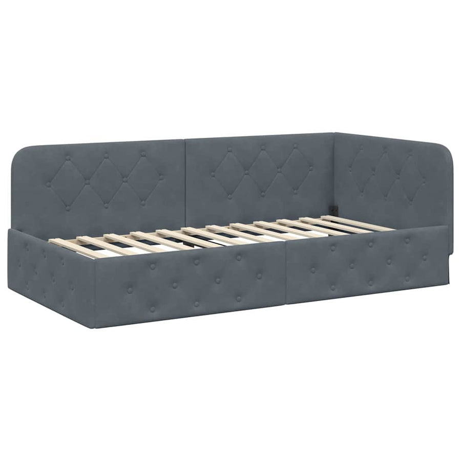Hoekbedframe met hoofdeinde Donkergrijs 100 x 200 cm Fluweel