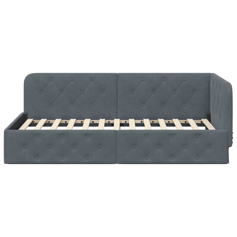 Hoekbedframe met hoofdeinde Donkergrijs 100 x 200 cm Fluweel